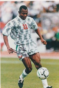 Daniel Amokachi  Nigeria  Fußball Autogramm 30 x 20 cm Foto original signiert 