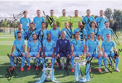 Manchester City   Mannschaftsfoto Fußball original signiert 