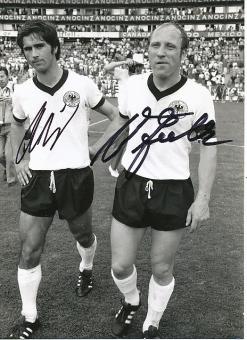 Gerd Müller † 2021  DFB Weltmeister WM 1974 &  Uwe Seeler † 2022 Fußball Autogramm 21 x 16 cm Foto original signiert 