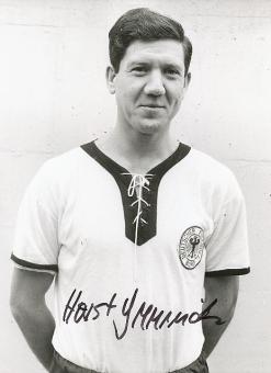 Horst Szymaniak † 2009  DFB WM 1958  Fußball Autogramm 21 x 16 cm Foto original signiert 