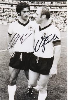 Gerd Müller † 2021  DFB Weltmeister WM 1974 &  Uwe Seeler † 2022 Fußball Autogramm 30 x 20 cm Foto original signiert 