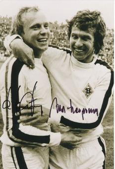 Hans Jürgen Wittkamp & Jupp Heynckes  Borussia Mönchengladbach  Fußball Autogramm 30 x 20 cm Foto original signiert 