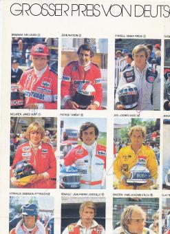 Formel 1 G P  BRD 1978 mit: James Hunt,Niki Lauda,Didier Pironi, Andretti, Tambay,Mass,J. P. Jarier, Reutemann, Jabouille,Stuck,Reutemann,Regazzoni,J.Ickx,A.Jones, Arnoux,Rosberg,Patrese,Stommelen,Merzario  Autogramm 40 x 54 cm Poster original signiert 