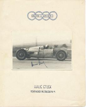 Hans Stuck † 1978  BRD  Auto Union  Formel 1  Auto Motorsport  Autogrammkarte original signiert 