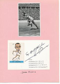 Jesse Owens † 1980 USA  4 x Olympiasieger 1936  Leichtathletik  Autogramm Karte original signiert 