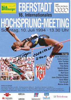 Javier Sotomayor  Kuba  Hochsprung Eberstadt Flyer 1994  Leichtathletik  Autogramm Bild original signiert 