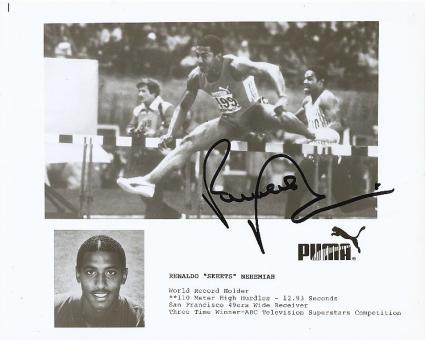 Renaldo Nehemiah  USA  Leichtathletik  Autogramm 20 x 25 cm Foto  original signiert 