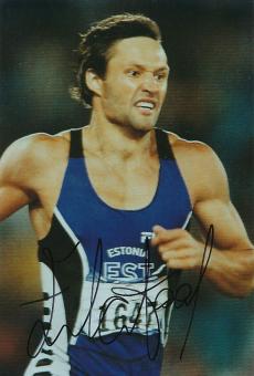 Erki Nool Estland  Leichtathletik  Autogramm 30 x 20 cm Foto  original signiert 