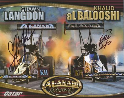 Shawn Langdon & Khalid Al Balooshi  Dragster  Auto Motorsport Autogrammkarte original signiert 