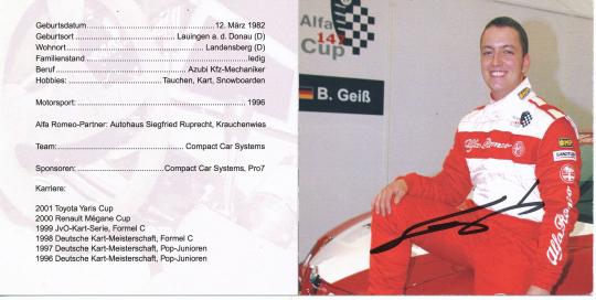 Bastian Geiss  Alfa Romeo  Auto Motorsport Autogrammkarte original signiert 