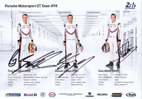 Damas,Sven Müller,Timo Bernhard  Porsche  Auto Motorsport Autogrammkarte original signiert 