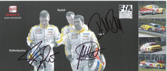Diefenbacher & Rydell & Gene  Seat   Auto Motorsport  Autogrammkarte  original signiert 