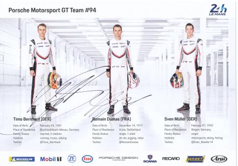 Timo Bernhard & Romain Dumas   Porsche   Auto Motorsport 18 x 26 cm  Autogrammkarte  original signiert 