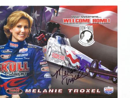 Melanie Troxel  Dragster Auto Motorsport Autogrammkarte original signiert 