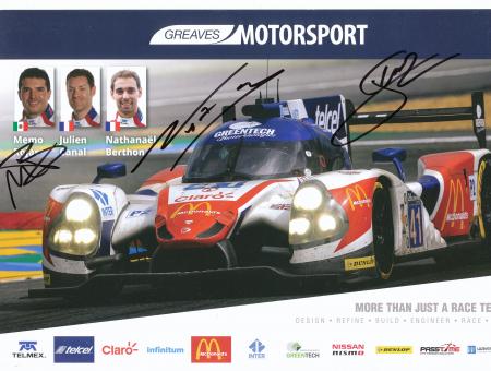 Nathanael Berthon & Julien Canal & Memo Rojas  Auto Motorsport 21 x 29 cm  Autogrammkarte  original signiert 