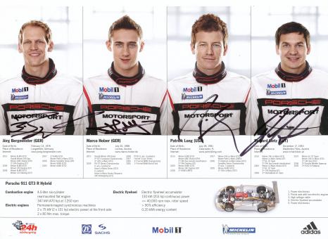 Patrick Long & Bergmeister & Holzer & Lietz  Porsche  Auto Motorsport 21 x 28 cm  Autogrammkarte  original signiert 