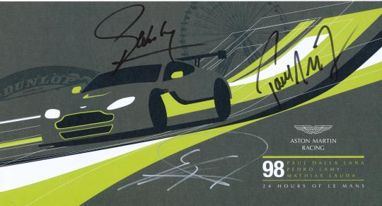 Pedro Lamy & Mathias Lauda & Dalla Lana  Auto Motorsport 16 x 30 cm Autogrammkarte original signiert 