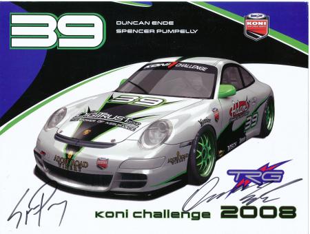 Duncan Ende & Spencer Pumpelly  Auto Motorsport 21 x 28 cm Autogrammkarte original signiert 