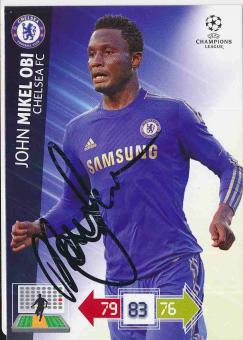 John Mikel Obi  FC Chelsea London  CL 2012/2013 Panini Adrenalyn Card signiert 