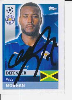 Wes Morgan  Leicester City  Champions League Topps Sticker orig. signiert 