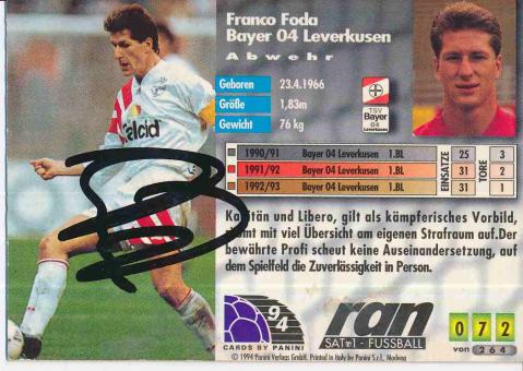 Franco Foda  Bayer 04 Leverkusen  Panini Card original signiert 