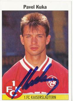 Pavel Kuka  FC Kaiserslautern 1995 Panini Bundesliga Sticker original signiert 