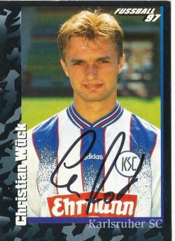 Christian Wück  Karlsruher SC  1997 Panini Bundesliga Sticker original signiert 