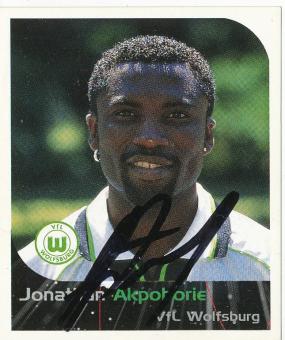 Jonathan Akpoborie  VFL Wolfsburg  2000 Panini Bundesliga Sticker original signiert 