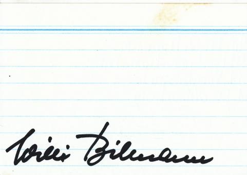 Willi Billmann † 2001  DFB Fußball Nationalspieler Blanko Karte original signiert 