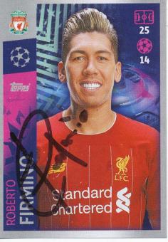 Roberto Firmino  FC Liverpool  2019/2020  Champions League Topps Sticker orig. signiert 