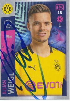 Julian Weigl  Borussia Dortmund  2019/2020  Champions League Topps Sticker orig. signiert 