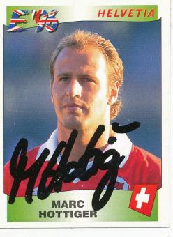Marc Hottiger  Schweiz  Panini  EM 1996  Sticker original signiert 