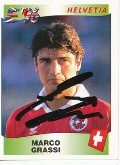 Marco Grassi  Schweiz  Panini  EM 1996  Sticker original signiert 