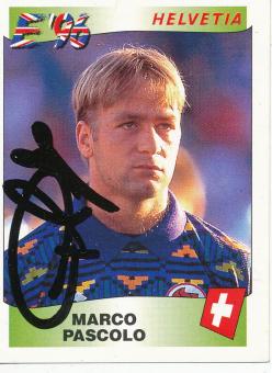Marco Pascolo  Schweiz  Panini  EM 1996  Sticker original signiert 