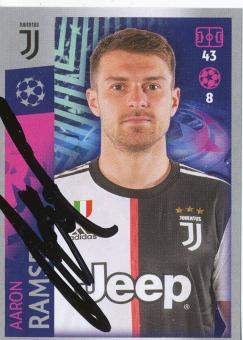 Aaron Ramsey  Juventus Turin  2019/2020  Champions League Topps Sticker orig. signiert 