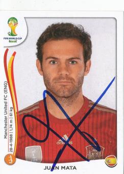 Juan Mata  Spanien  WM 2014 Panini Sticker original signiert 