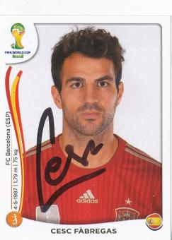 Cesc Fabregas  Spanien  WM 2014 Panini Sticker original signiert 