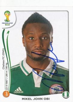 Mikel John Obi  Nigeria  WM 2014 Panini Sticker original signiert 