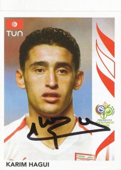 Karim Hagui  Tunesien  Panini  WM 2006  Sticker original signiert 