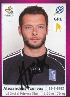 Alexandros Tzorvas  Griechenland  Panini  EM 2012  Sticker original signiert 