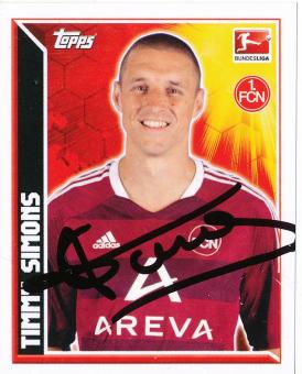 Timmy Simons  FC Nürnberg   2011/2012  Topps  Bundesliga Sticker original signiert 