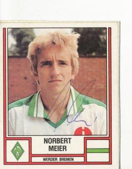 Norbert Meier  SV Werder Bremen  Panini Bundesliga Sticker original signiert 