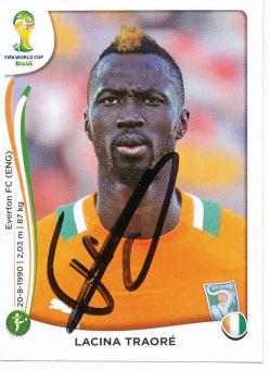 Lacina Traore  Elfenbeinküste  Panini  WM 2014  Sticker original signiert 