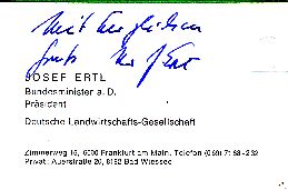 Josef Ertl    2000  Politik  Autogramm Karte original signiert 