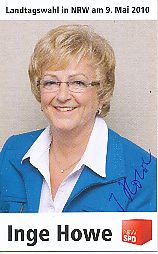 Inge Howe  SDP  Politik  Autogrammkarte original signiert 