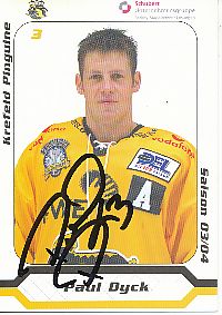 Paul Dyck  Krefeld Pinguine  2003/2004  Eishockey Card original signiert 
