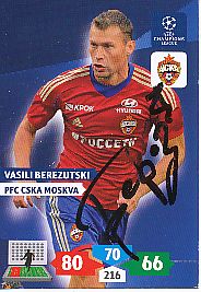 Vasili Berezutski  CSKA Moskau  Panini CL  2013/2014  original signiert 