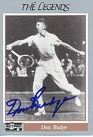 Don Budge † 2000 USA Wimbledon Sieg 1938 Tennis Autogramm Netpro Card  original signiert 