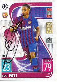 Ansu Fati  FC Barcelona  Champions League  Match Attax Card original signiert 