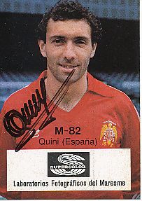 Quini † 2018   Spanien WM 1982  Fußball Autogramm Sammelbild original signiert 